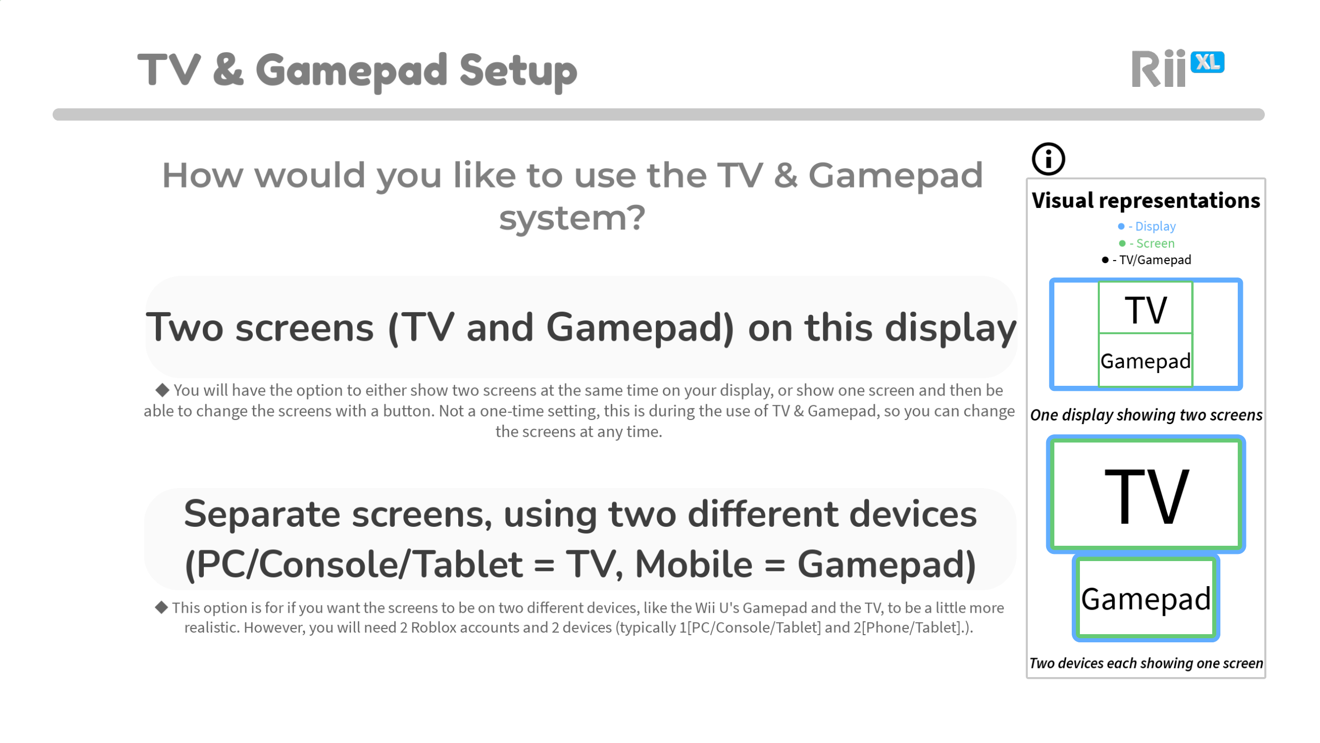 The TV & Gamepad Setup screen