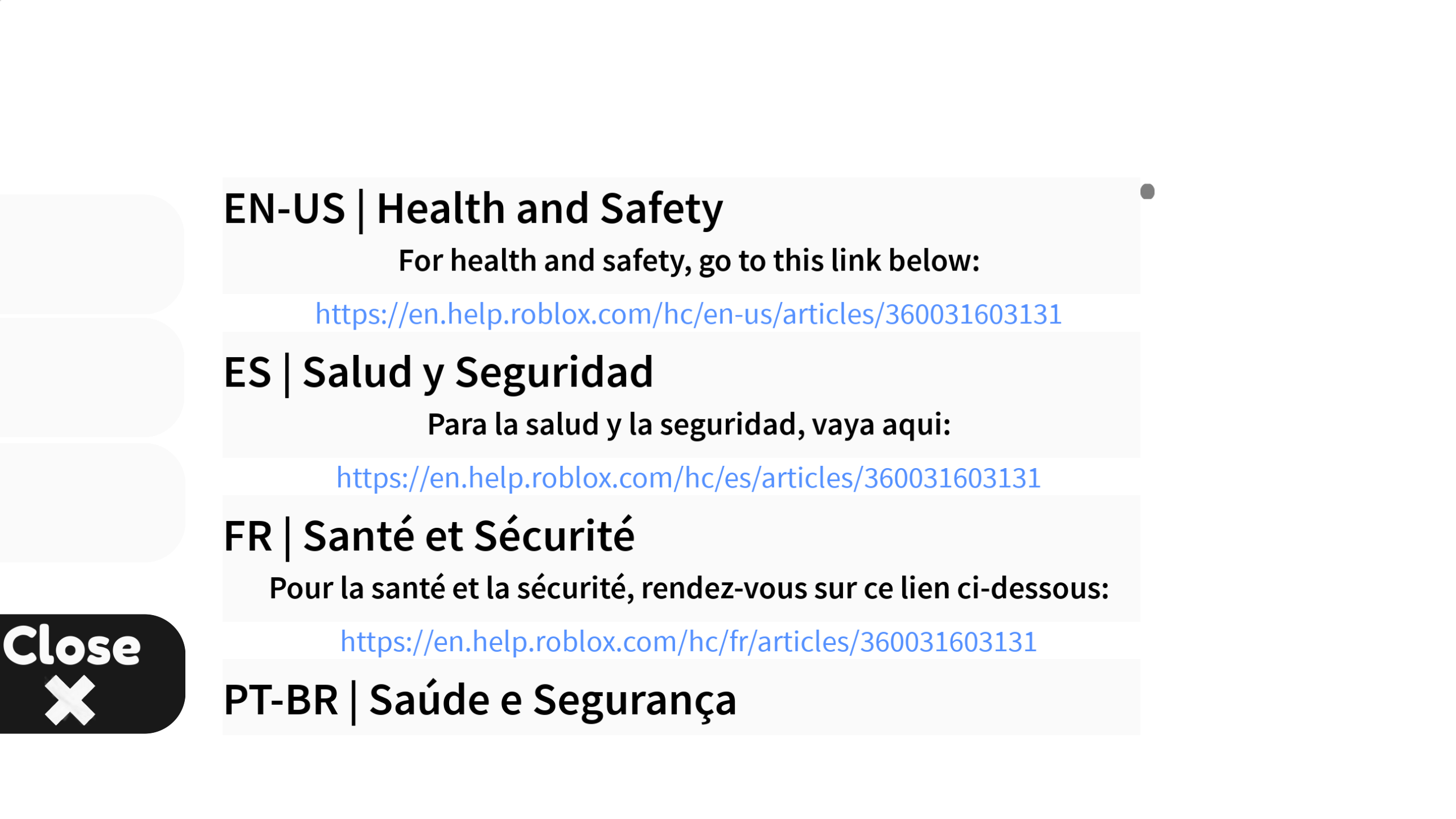The Health and Safety main page